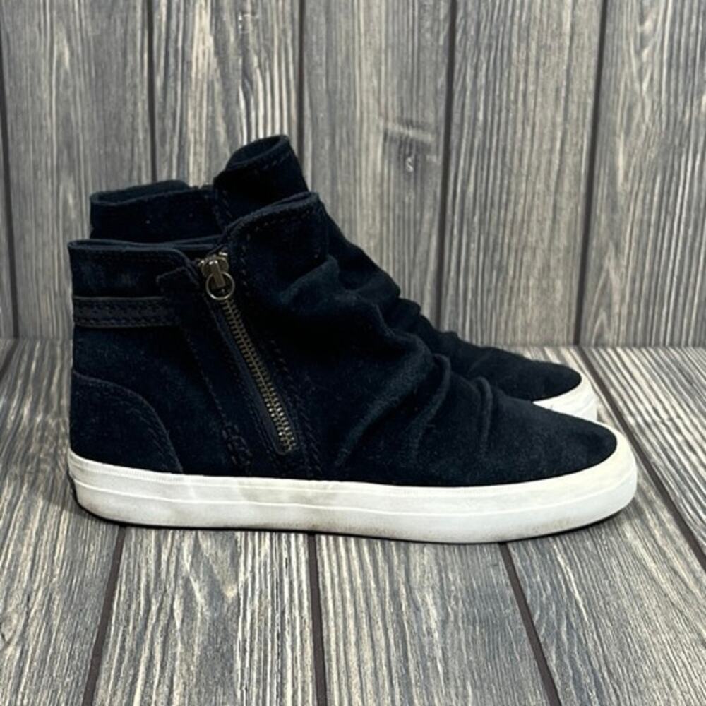 Sperry Crest Zone‎ Women Suede Black Casual Comfort Sneakers Shoes Sz 6 Side Zip